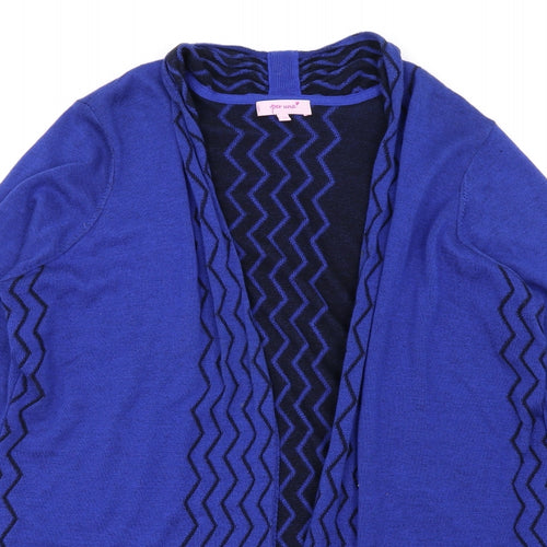 Per Una Womens Blue V-Neck Geometric Viscose Cardigan Jumper Size 16