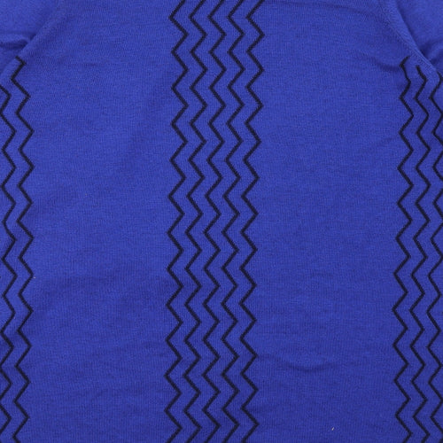 Per Una Womens Blue V-Neck Geometric Viscose Cardigan Jumper Size 16