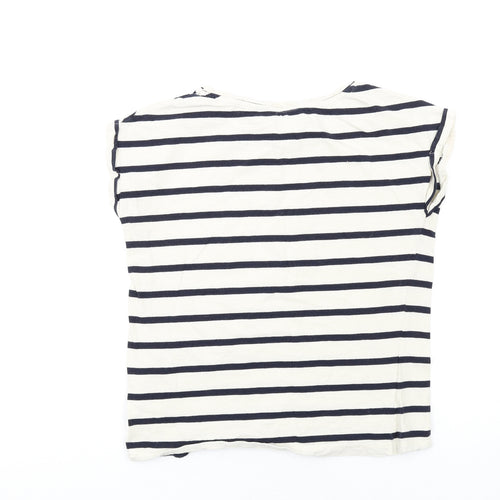 Dorothy Perkins Womens Ivory Striped Cotton Basic T-Shirt Size 8 Round Neck