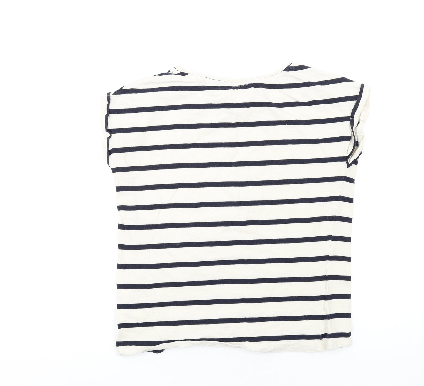 Dorothy Perkins Womens Ivory Striped Cotton Basic T-Shirt Size 8 Round Neck