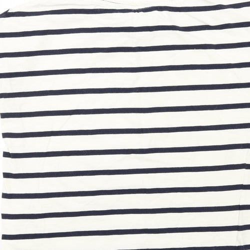Dorothy Perkins Womens Ivory Striped Cotton Basic T-Shirt Size 8 Round Neck