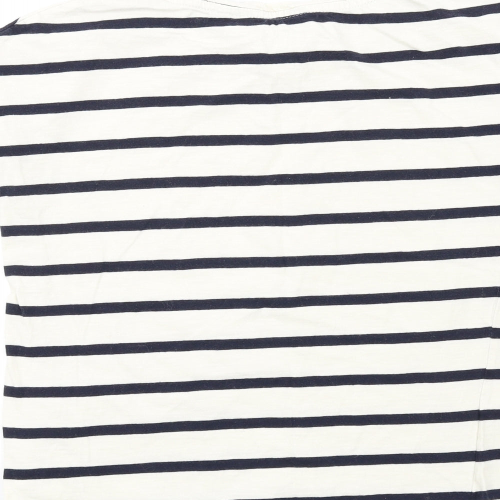 Dorothy Perkins Womens Ivory Striped Cotton Basic T-Shirt Size 8 Round Neck