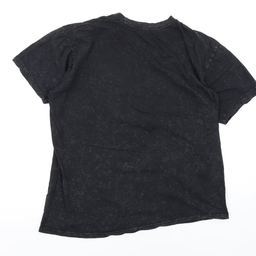 Boohoo Womens Black Cotton Basic T-Shirt Size M Round Neck