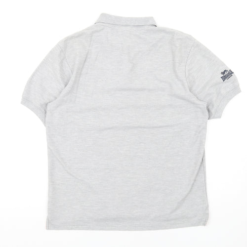 Lonsdale Mens Grey Polyester Polo Size M Collared Button