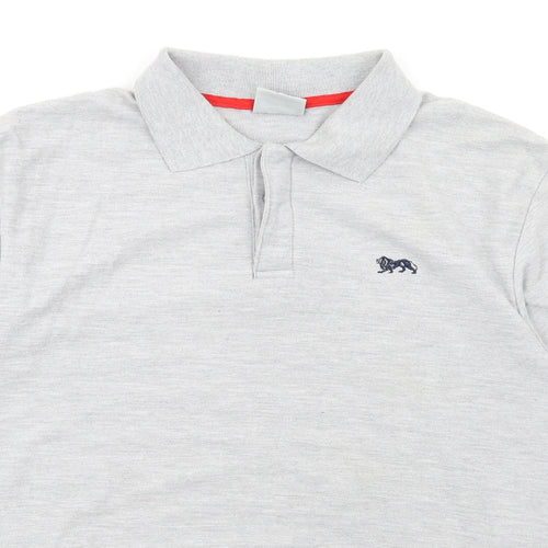 Lonsdale Mens Grey Polyester Polo Size M Collared Button
