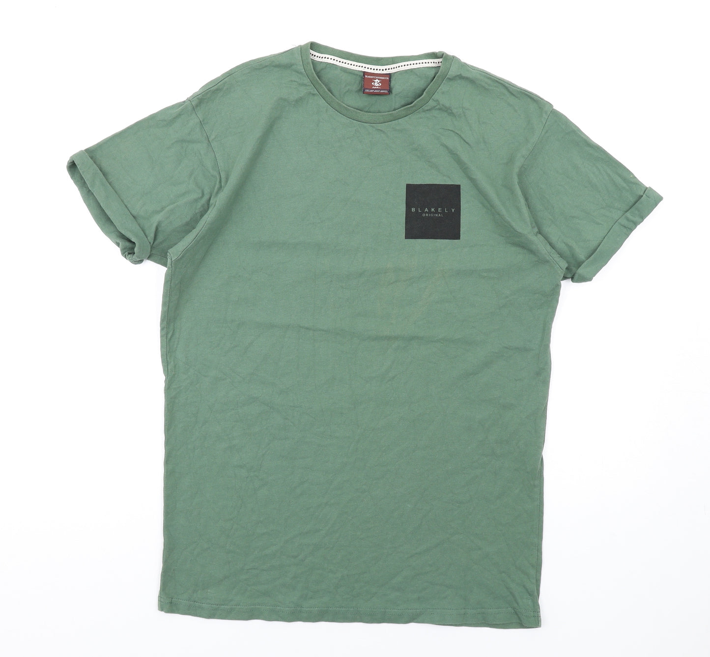 Blakely Mens Green Cotton T-Shirt Size M Round Neck