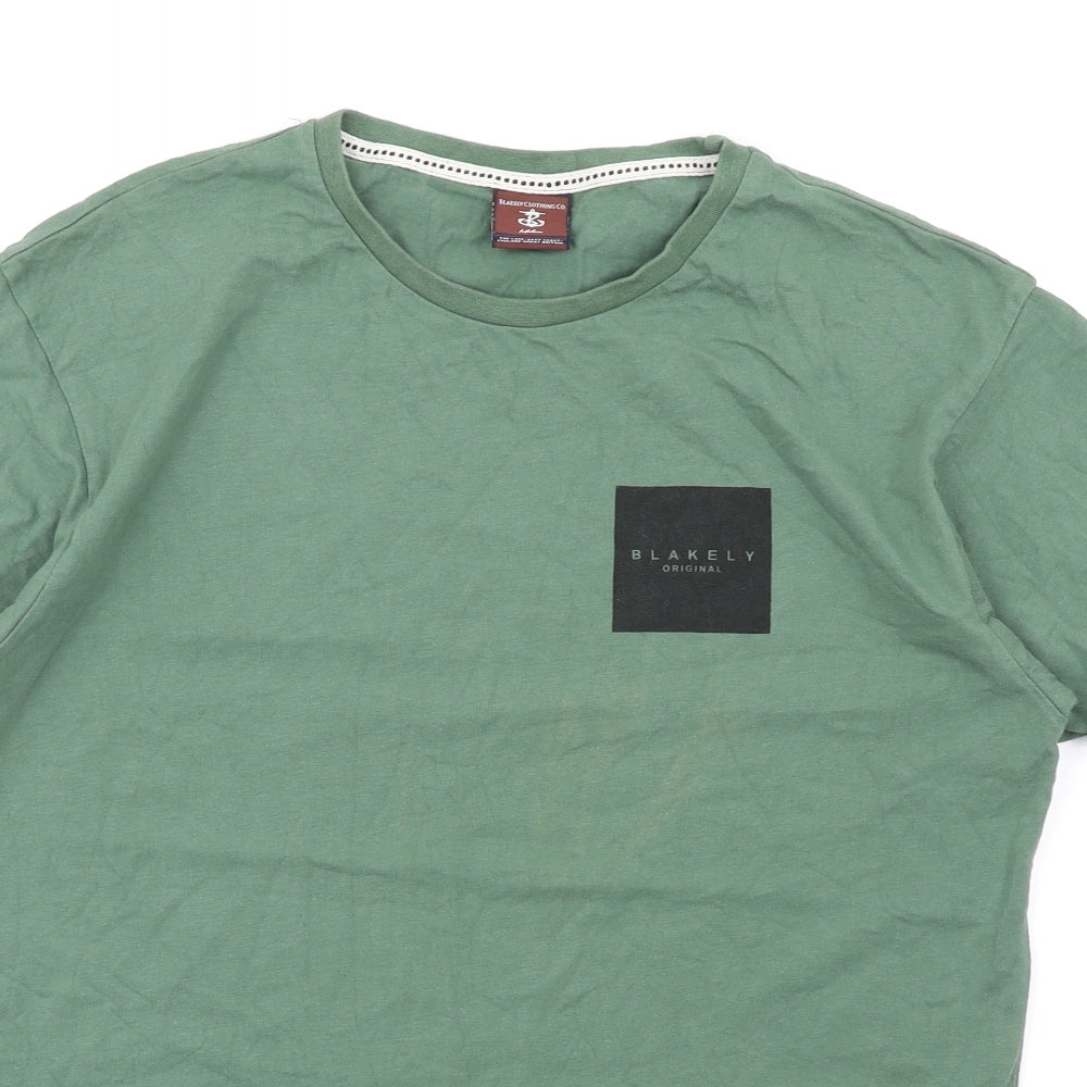 Blakely Mens Green Cotton T-Shirt Size M Round Neck
