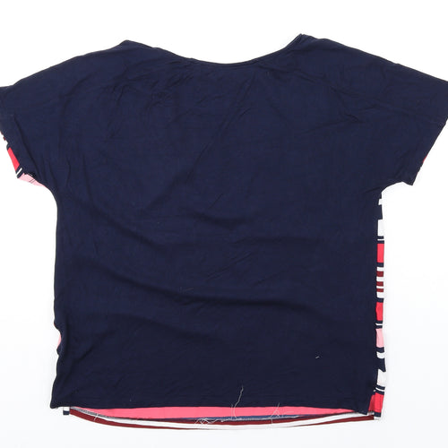 Marks and Spencer Womens Multicoloured Striped Polyester Basic T-Shirt Size 12 Round Neck