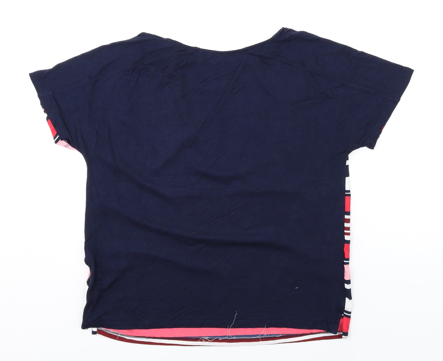 Marks and Spencer Womens Multicoloured Striped Polyester Basic T-Shirt Size 12 Round Neck