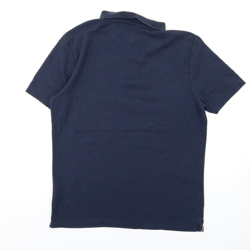 Calvin Klein Mens Blue Cotton Polo Size L Collared Button