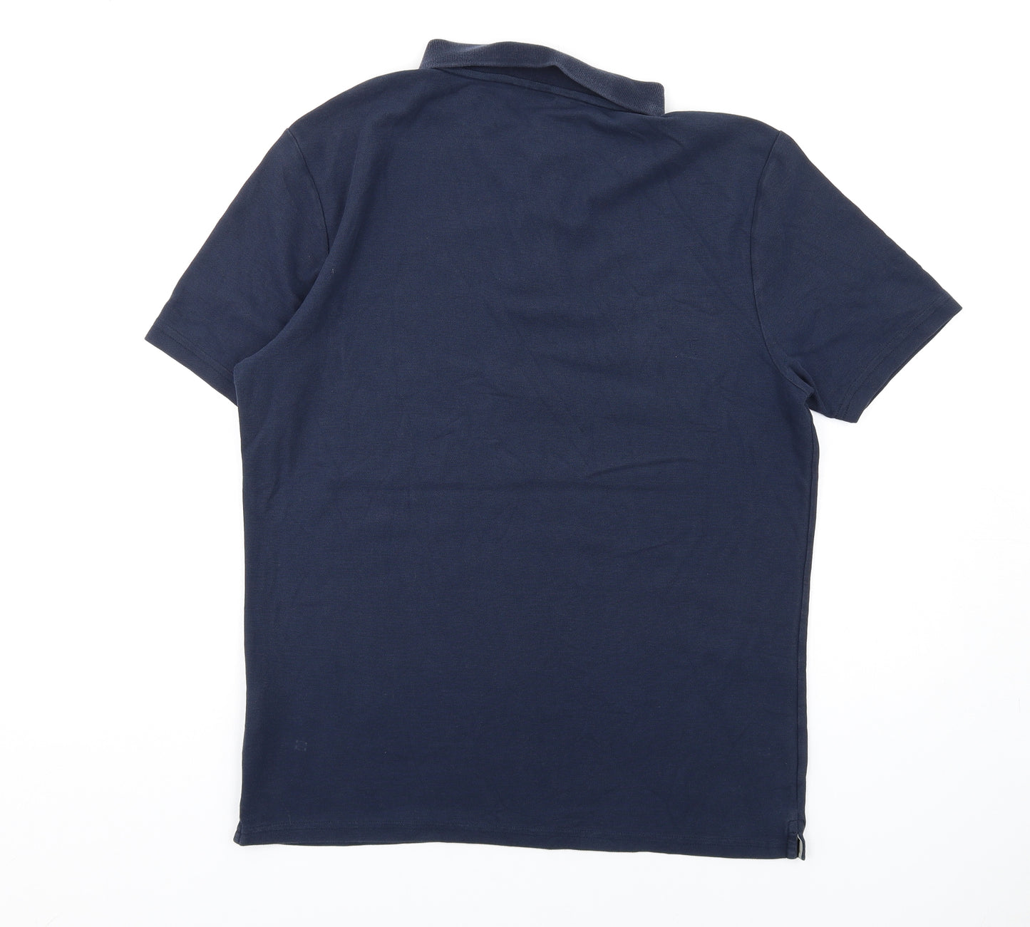 Calvin Klein Mens Blue Cotton Polo Size L Collared Button
