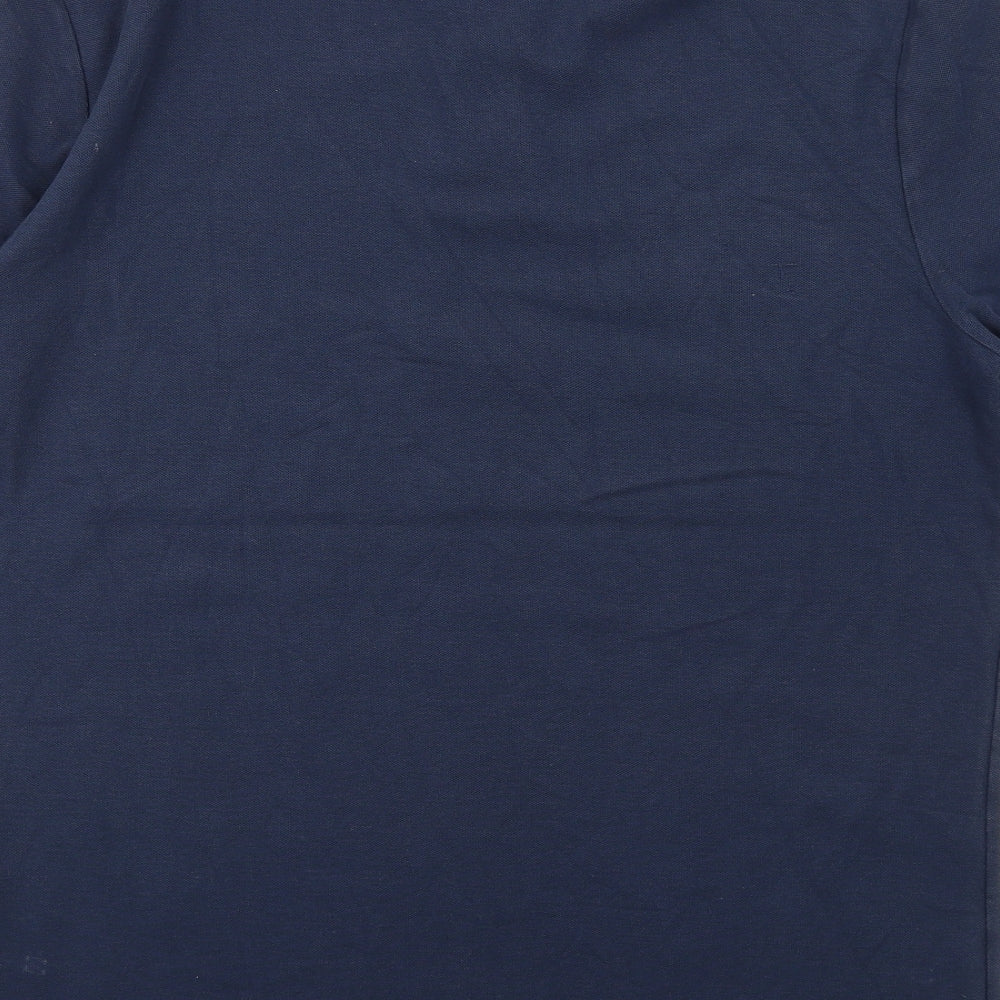Calvin Klein Mens Blue Cotton Polo Size L Collared Button
