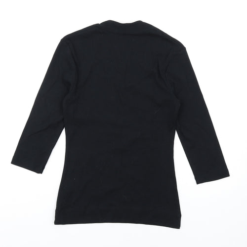 Monsoon Womens Black Cotton Basic T-Shirt Size 8 Square Neck