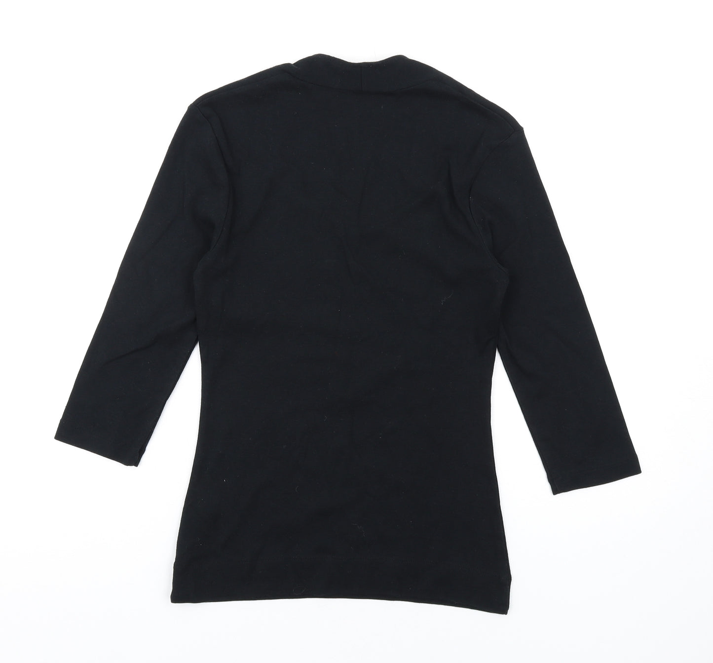 Monsoon Womens Black Cotton Basic T-Shirt Size 8 Square Neck