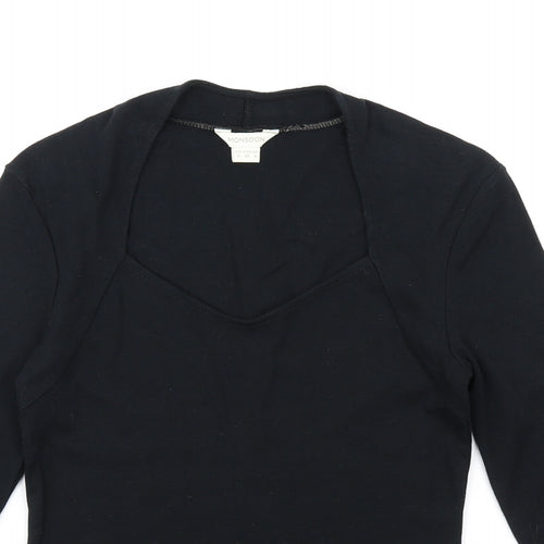 Monsoon Womens Black Cotton Basic T-Shirt Size 8 Square Neck