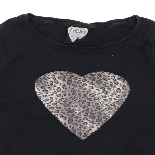 NEXT Womens Black Cotton Basic T-Shirt Size 10 Round Neck