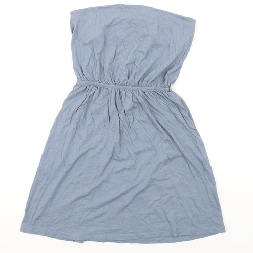 H&M Womens Blue Cotton A-Line Size S Square Neck Pullover