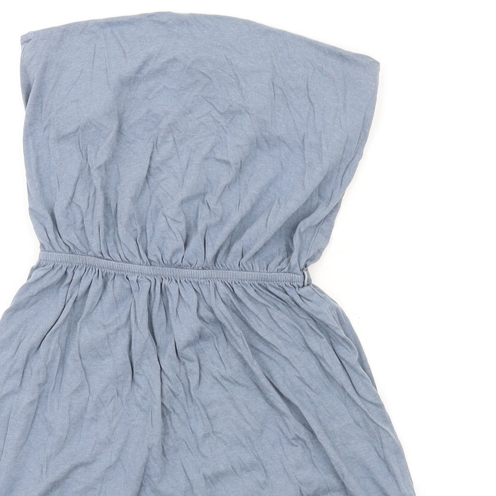 H&M Womens Blue Cotton A-Line Size S Square Neck Pullover