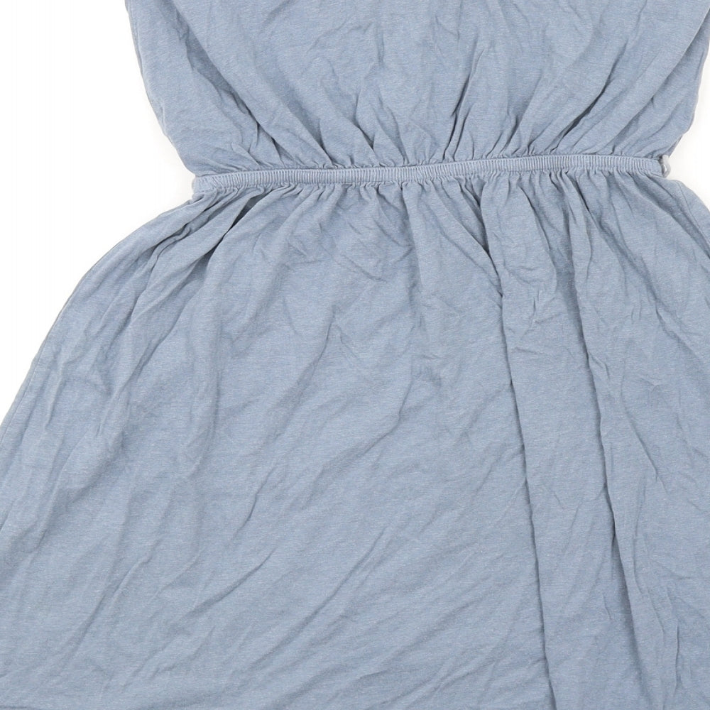 H&M Womens Blue Cotton A-Line Size S Square Neck Pullover