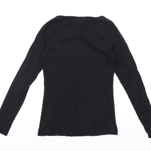 H&M Womens Black Cotton Basic T-Shirt Size S Round Neck