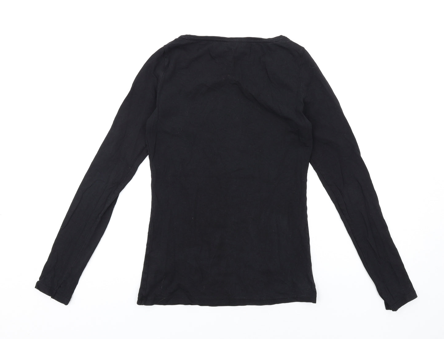 H&M Womens Black Cotton Basic T-Shirt Size S Round Neck