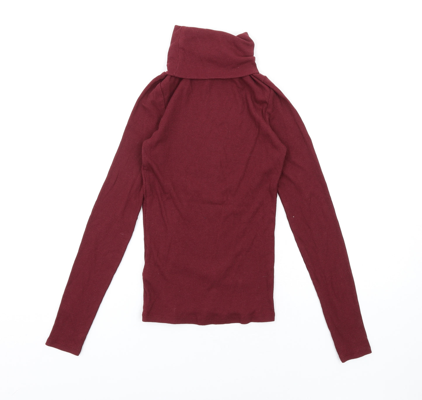 New Look Womens Red Cotton Basic T-Shirt Size 8 Roll Neck