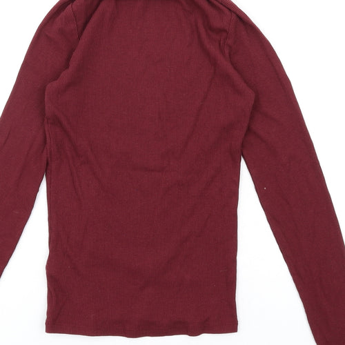 New Look Womens Red Cotton Basic T-Shirt Size 8 Roll Neck