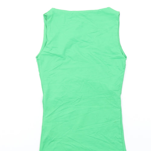 Zara Womens Green Polyamide Basic Tank Size S Square Neck