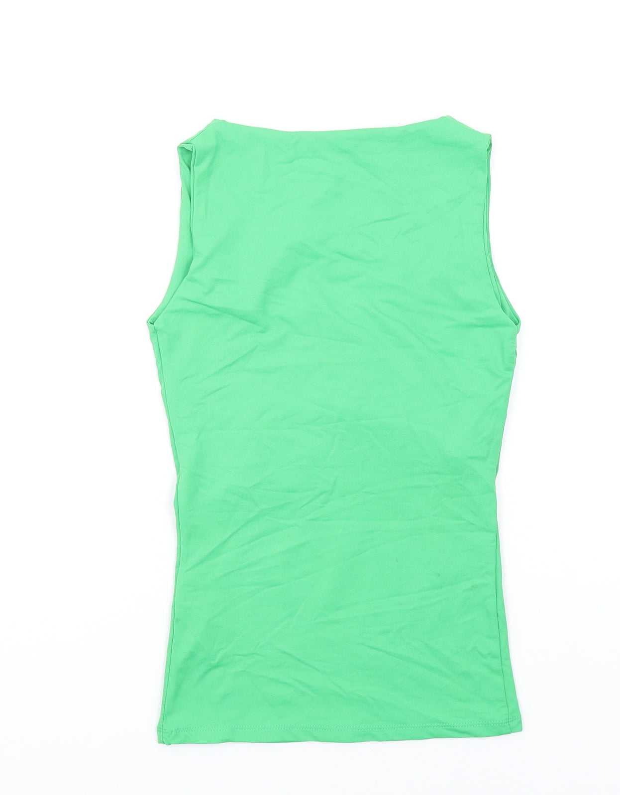 Zara Womens Green Polyamide Basic Tank Size S Square Neck