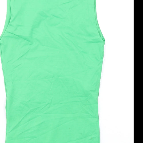 Zara Womens Green Polyamide Basic Tank Size S Square Neck