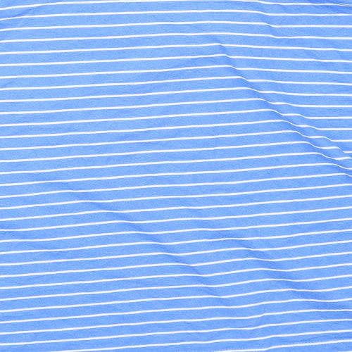 New Look Womens Blue Striped Cotton Basic T-Shirt Size 14 Round Neck
