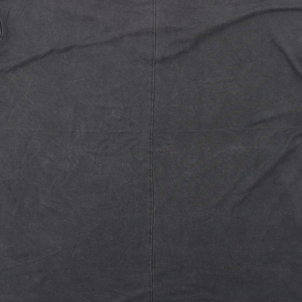 Zara Womens Grey Cotton Basic T-Shirt Size XL V-Neck