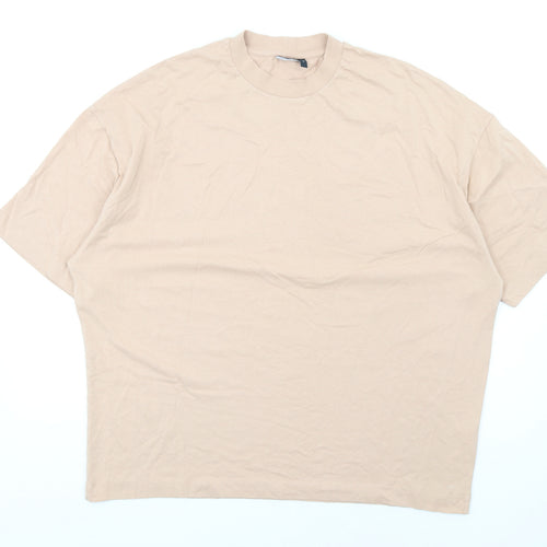 ASOS Mens Beige Cotton T-Shirt Size M Round Neck