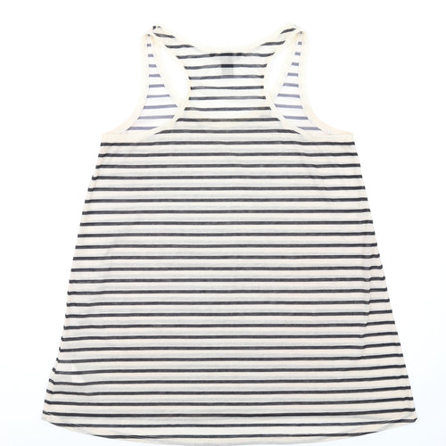 H&M Womens Ivory Striped Polyester Basic Tank Size M Scoop Neck
