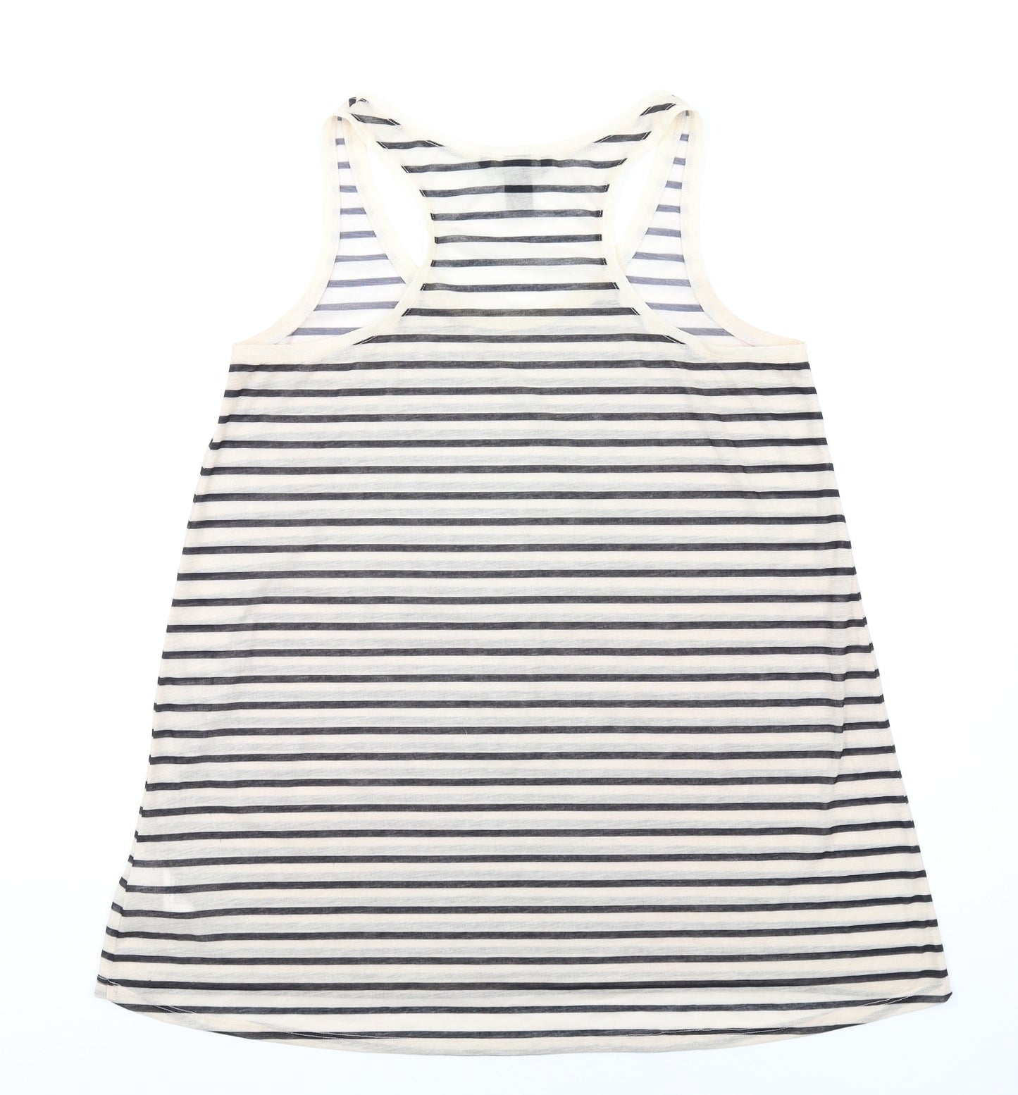 H&M Womens Ivory Striped Polyester Basic Tank Size M Scoop Neck
