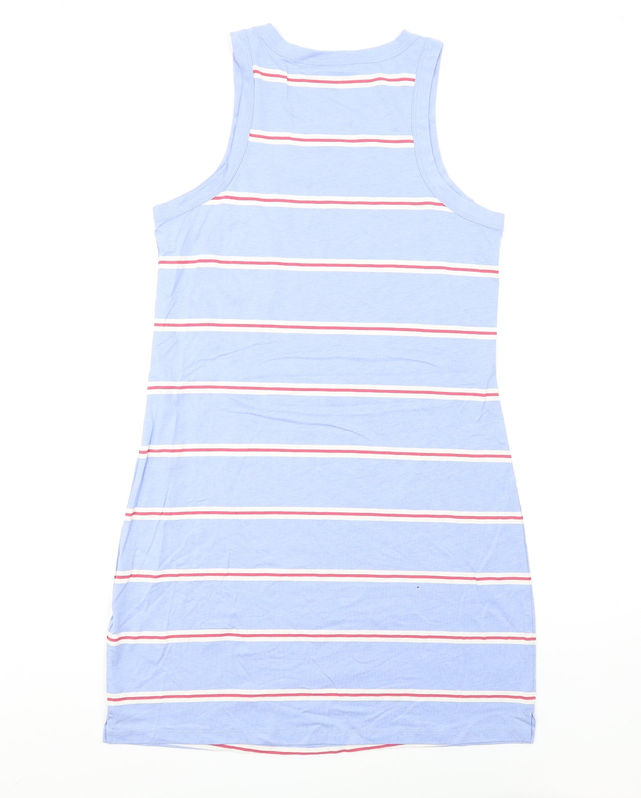 Marks and Spencer Womens Blue Striped Cotton Tank Dress Size M Round Neck Pullover