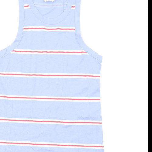 Marks and Spencer Womens Blue Striped Cotton Tank Dress Size M Round Neck Pullover