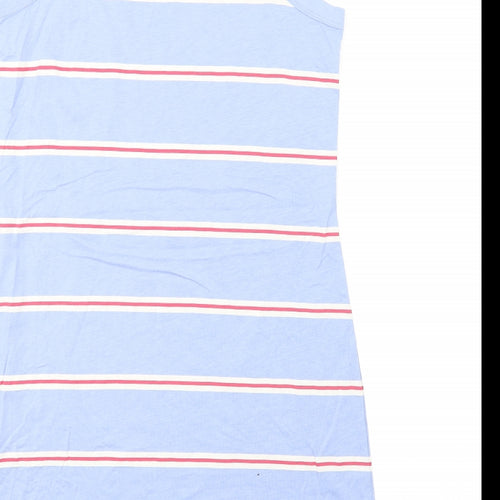 Marks and Spencer Womens Blue Striped Cotton Tank Dress Size M Round Neck Pullover