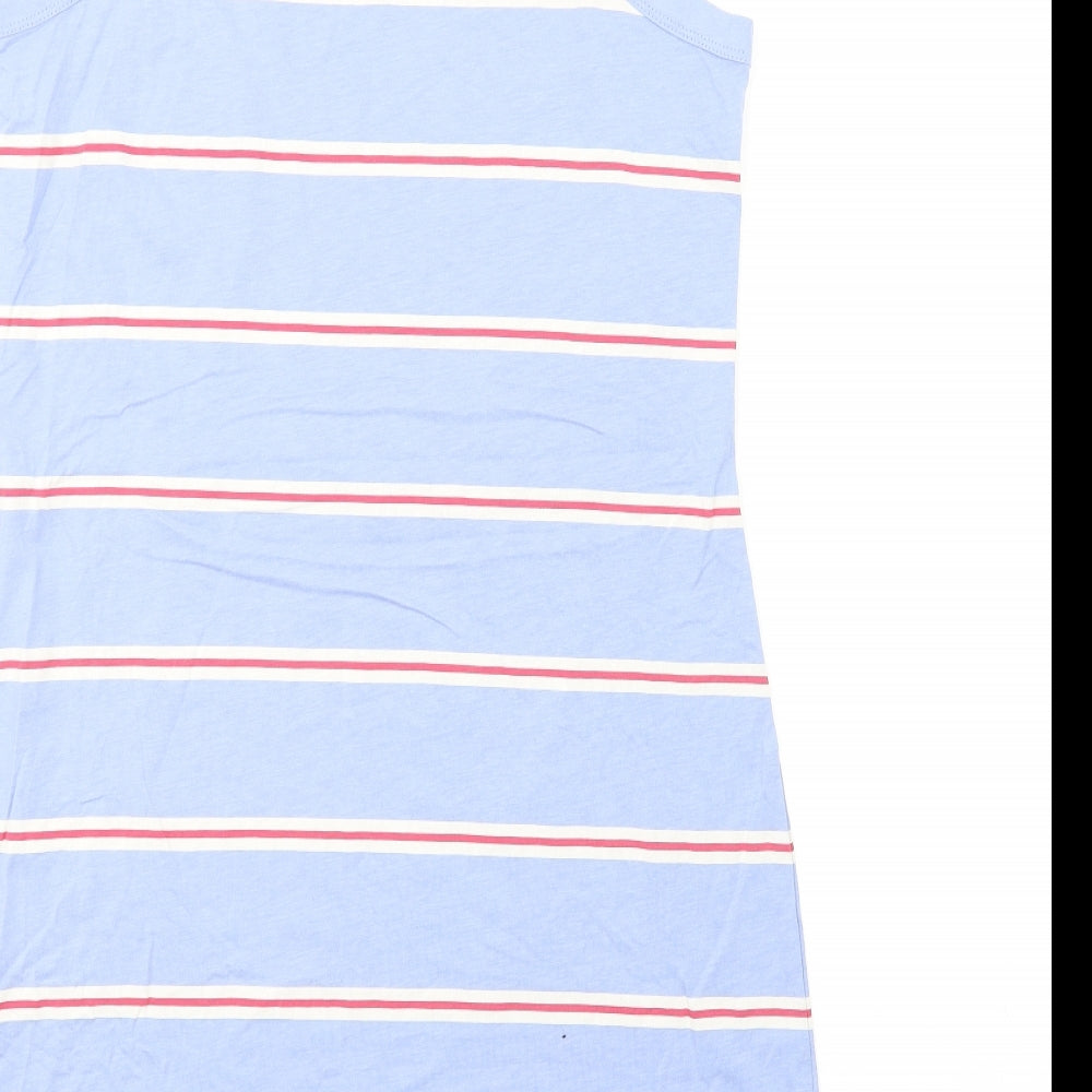 Marks and Spencer Womens Blue Striped Cotton Tank Dress Size M Round Neck Pullover
