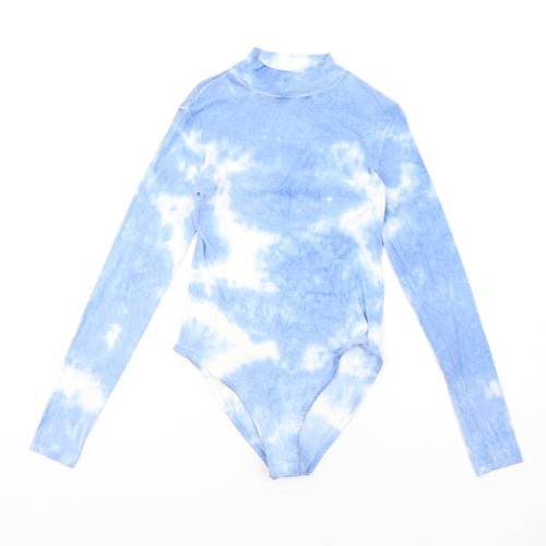 Nasty Gal Womens Blue Tie Dye Cotton Bodysuit One-Piece Size 6 Snap