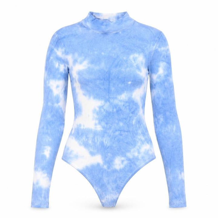 Nasty Gal Womens Blue Tie Dye Cotton Bodysuit One-Piece Size 6 Snap