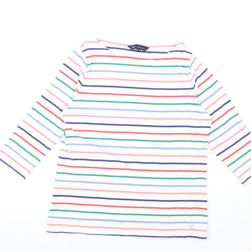 Crew Clothing Womens Multicoloured Striped Cotton Basic T-Shirt Size 14 Round Neck