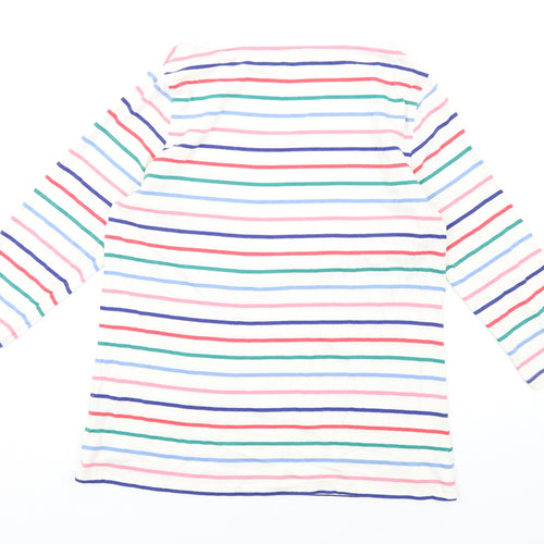 Crew Clothing Womens Multicoloured Striped Cotton Basic T-Shirt Size 14 Round Neck