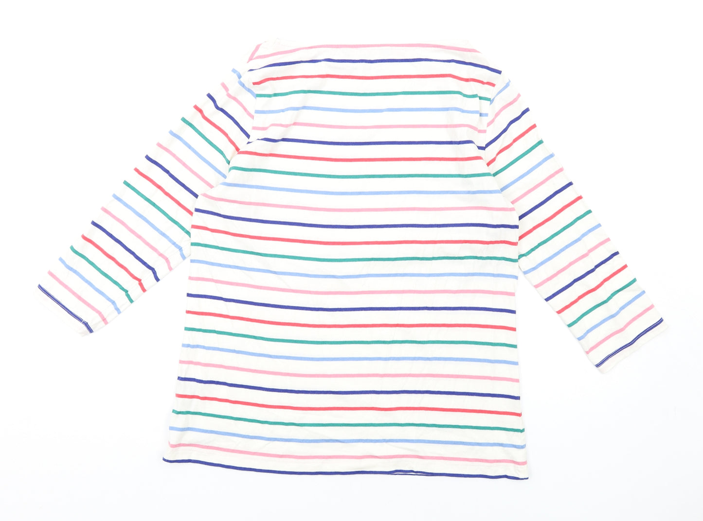 Crew Clothing Womens Multicoloured Striped Cotton Basic T-Shirt Size 14 Round Neck