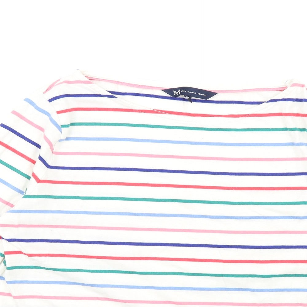 Crew Clothing Womens Multicoloured Striped Cotton Basic T-Shirt Size 14 Round Neck