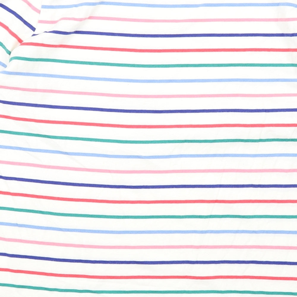 Crew Clothing Womens Multicoloured Striped Cotton Basic T-Shirt Size 14 Round Neck