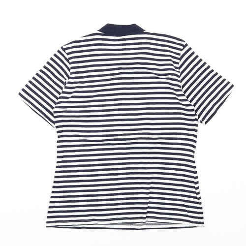 Gina Locardo Womens Blue Striped Cotton Basic T-Shirt Size M Mock Neck