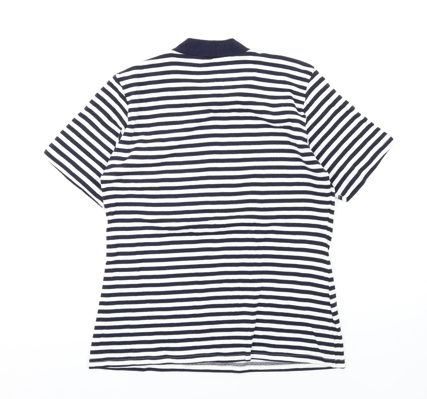 Gina Locardo Womens Blue Striped Cotton Basic T-Shirt Size M Mock Neck