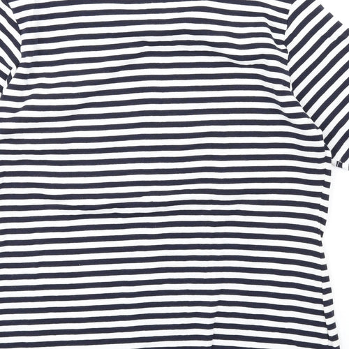 Gina Locardo Womens Blue Striped Cotton Basic T-Shirt Size M Mock Neck