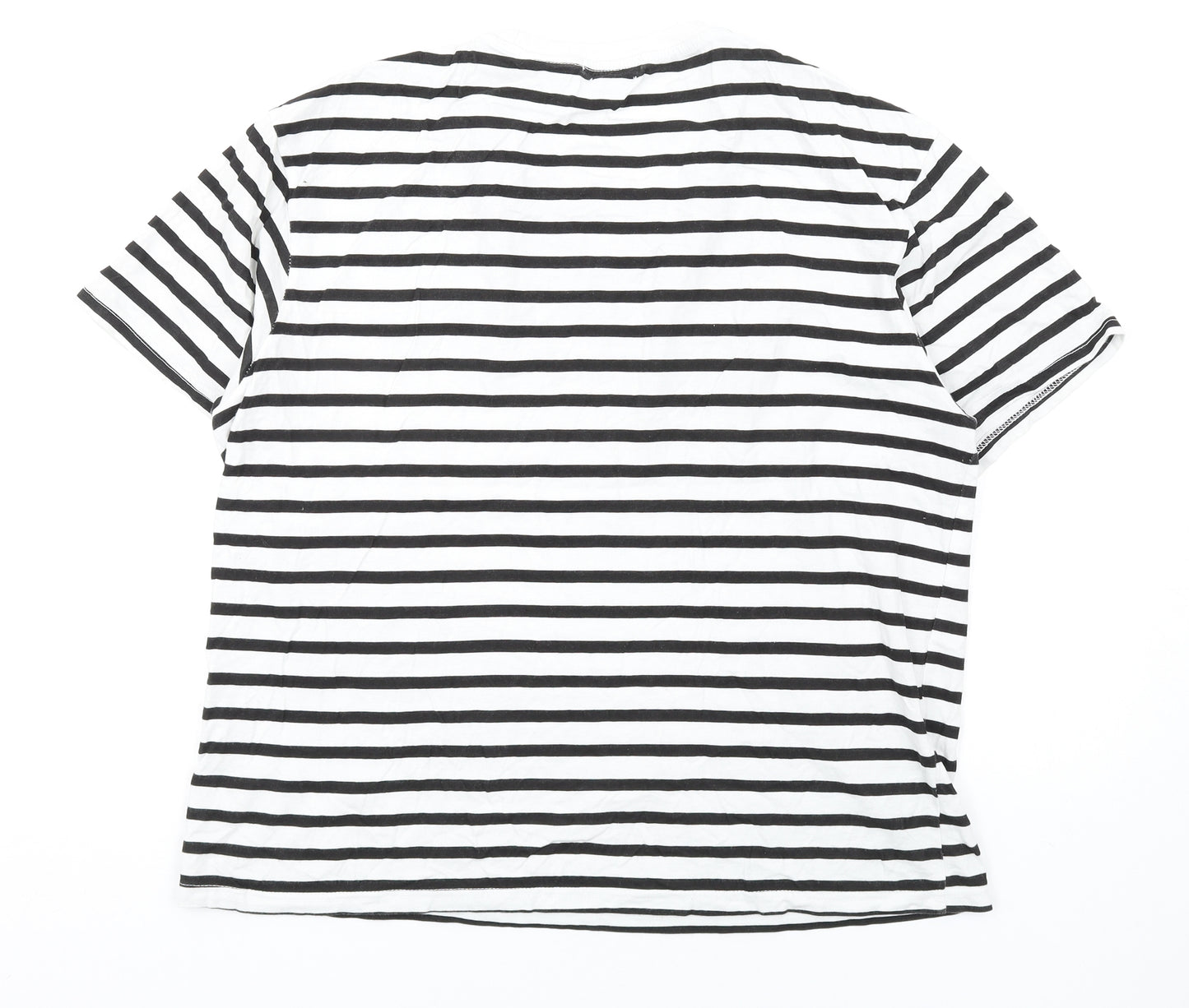 Another Influence Womens White Striped Cotton Basic T-Shirt Size M Round Neck